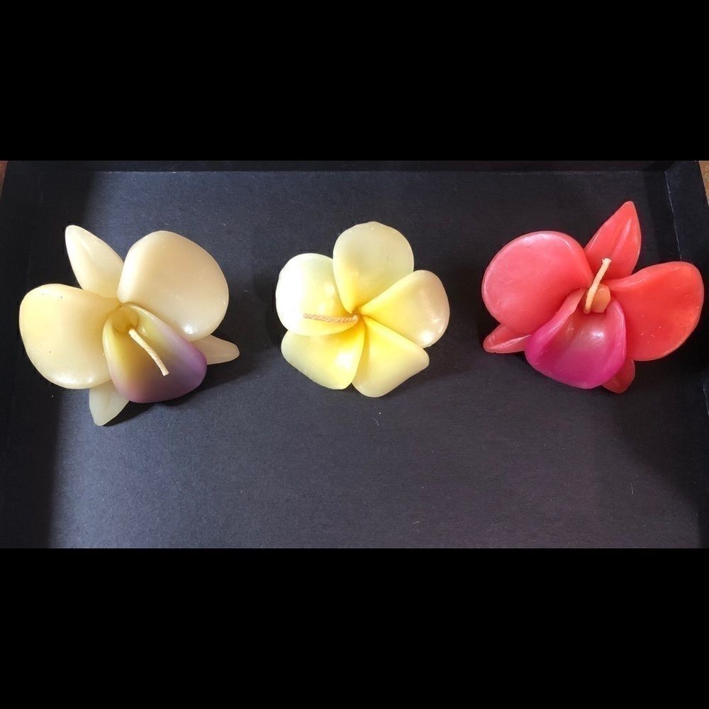 Handmade Flower Candles - Set of 3‎